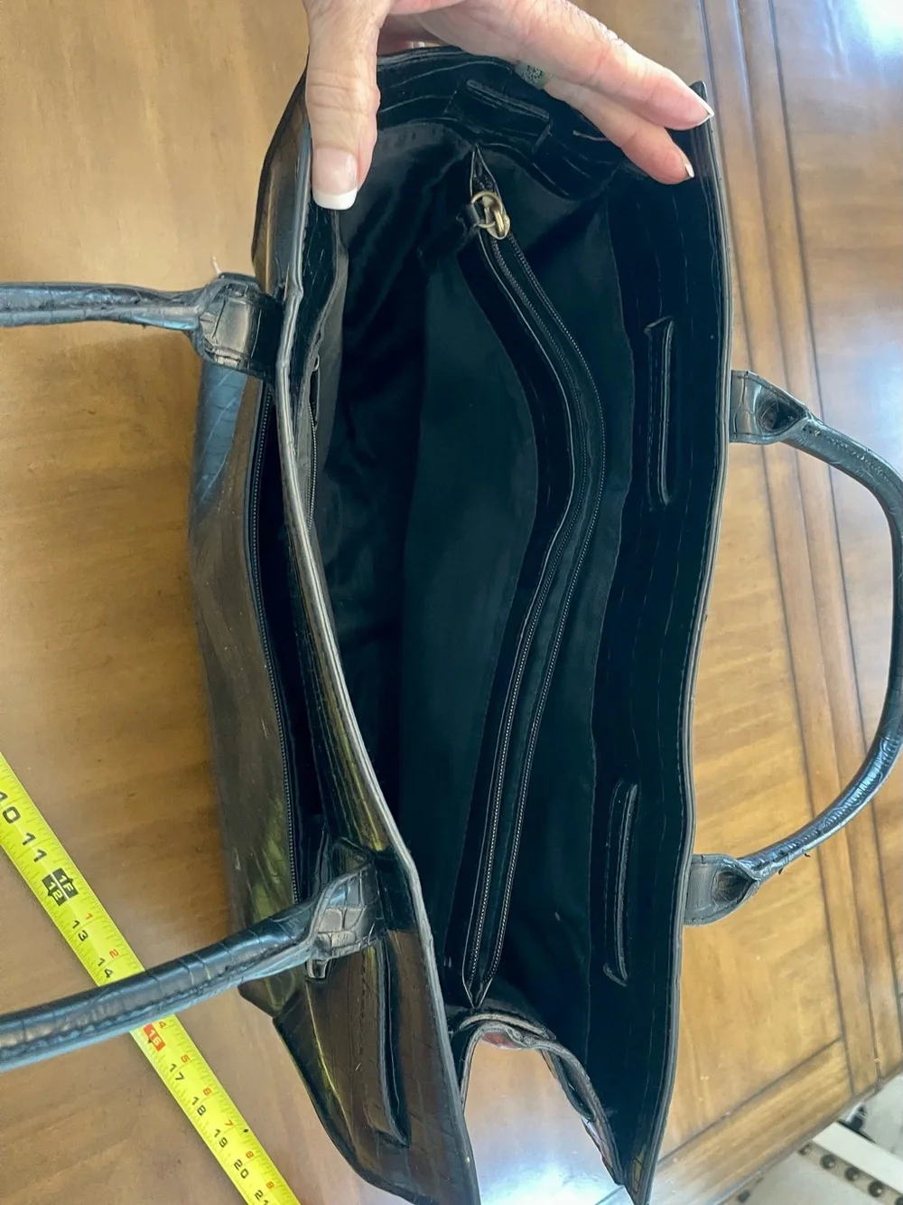Bueno Black Croc-Embossed Tote with Tassel Accent